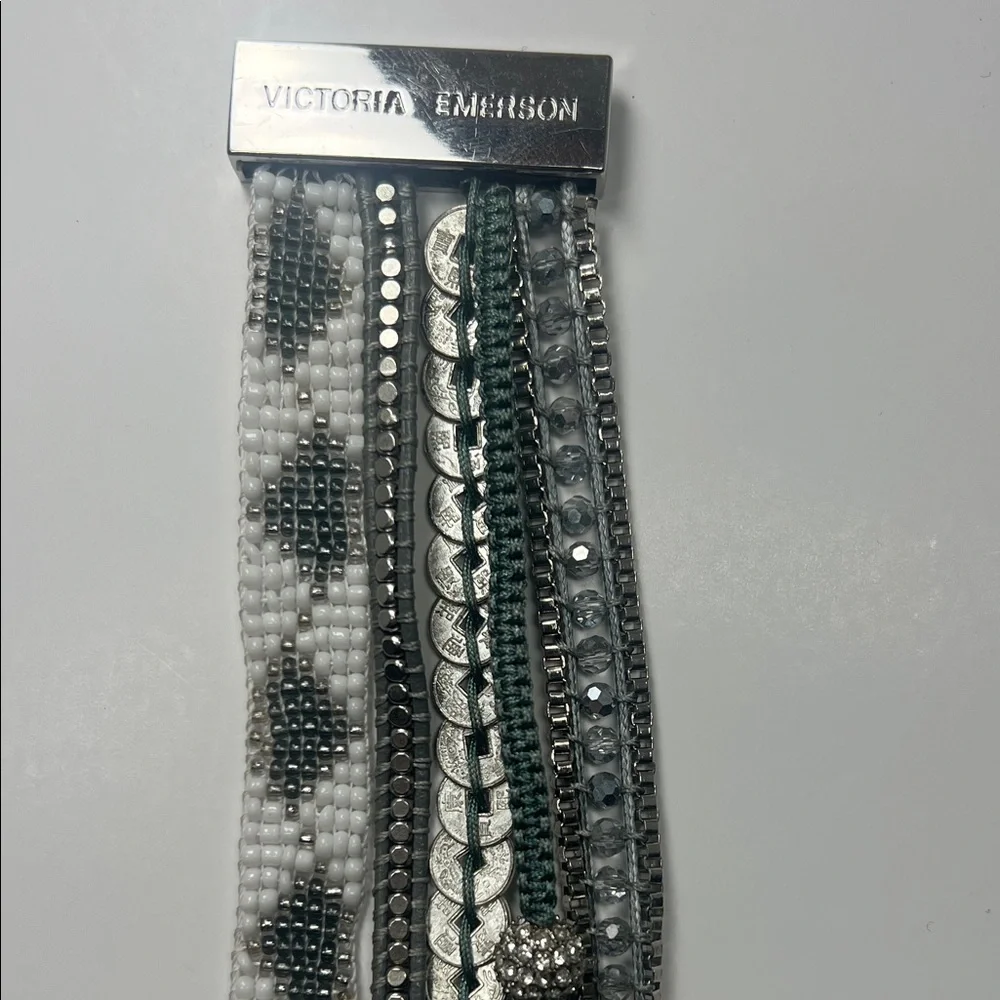 Victoria Emerson Silver and White Boho Cuff Bracelet. - Picture 3 of 3